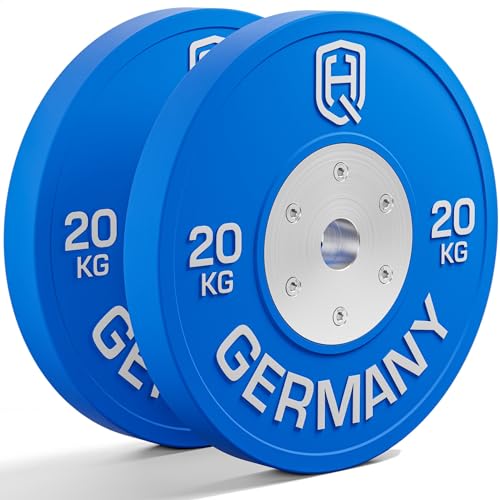 HQ Germany® Competition Bumper Plates 50mm | Paar/Set | 5-25kg | Wettkampfgeeignet | REACH-konform | Hantelscheiben nach IWF Standard, Gewicht:2x 20KG von HQ Germany