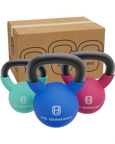 HQ Germany® Neopren Kettlebell | Vollguss | 2-32kg | Starter-Sets | ±2,0% Gewichtstoleranz, Gewicht:+Starter-Set (6+8+12kg) von HQ Germany