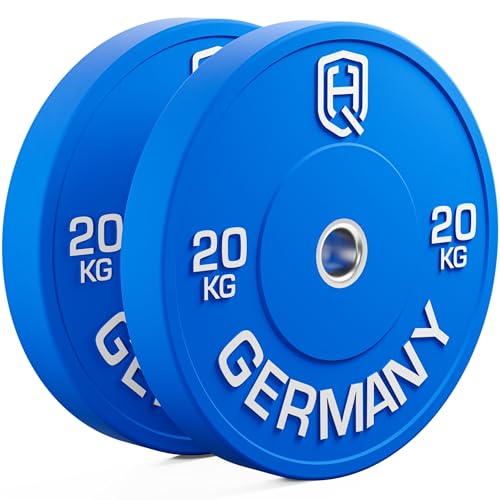 HQ Germany® Olympic Bumper Plates 50mm | Paar/Set | 5-25kg | Studio Qualität | Hoher Härtegrad | Hantelscheiben nach IWF Standard, Gewicht:2x 20KG von HQ Germany