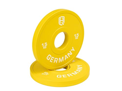HQ Germany® Professional Change Plates 50mm | 0.5-2.5kg | Set | ±10g Gewichtstoleranz | Fractional Plates | Wettkampfgeeignet, Gewicht:2x 1.5KG von HQ Germany