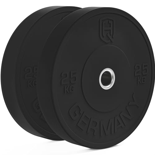 HQ Germany® Training Bumper Plates 50mm | Paar/Set | 5-25kg | Studio Qualität | Hoher Härtegrad | Hantelscheiben nach IWF Standard, Gewicht:2x 25KG von HQ Germany