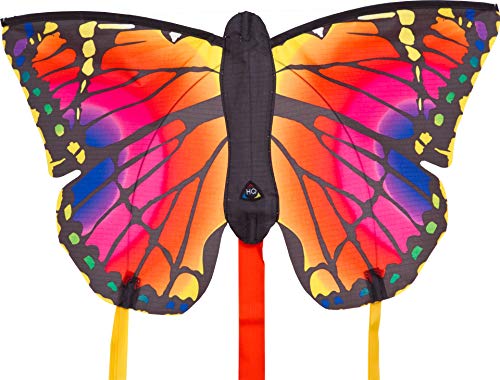 HQ 106543 - Butterfly Kite Ruby L, Kinderdrachen Einleiner, ab 5 Jahren, 80x130cm und 2x600 cm Drachenschwanz, inkl. 17kp Polyesterschnur 40m auf Spule, 2-5 Beaufort von HQ HIGH QUALITY DESIGN