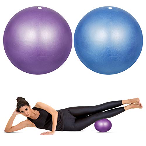 HQdeal 2 Stück 23cm Pilates Ball Klein Rutschfester & Superleichter Soft Gymnastikball, Blau und Lila von HQdeal