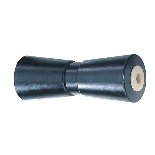 SPRENGER V-Kielrolle aus schwarzem Gummi mit Stahlbuchse und Nylonkappe| 245 mm Länge für 250 mm Aufnahme | Stoßdämpfend und langlebig von SPRENGER