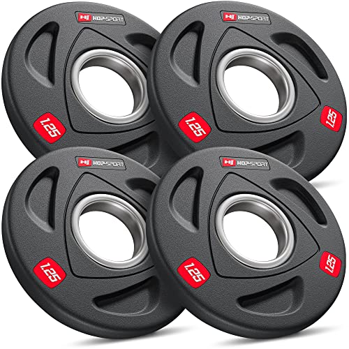 Hop-Sport 5 kg Profi Studio Gusseisen Olympia Hantelscheiben Set 50mm gummiert Guss Gewichte Hantel Set 50/51 mm Bohrung 4x1,25 kg von HS HOP-SPORT