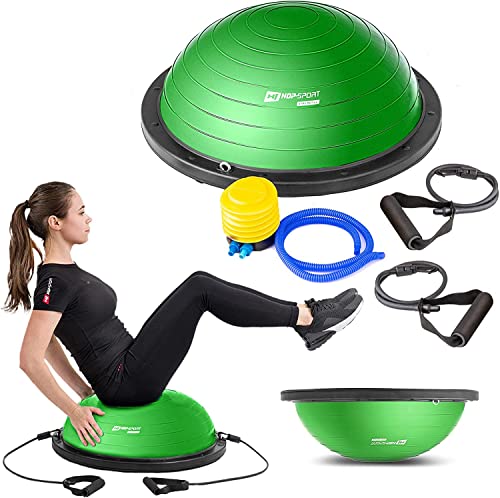 Hop-Sport Balance Ball HS-L058B Balancetrainer Gymnastikball mit Expander & Pumpe für Fitness, Stabilitäts-Training Ø 63,5 cm (grün) von HS HOP-SPORT