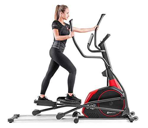 Hop-Sport Crosstrainer HS-095CF mit Unterlegmatte - Ellipsentrainer 30kg Schwungmasse - Ellipsen Crosstrainer max. Benutzergewicht 135kg - Crosswalker schwarz von HS HOP-SPORT