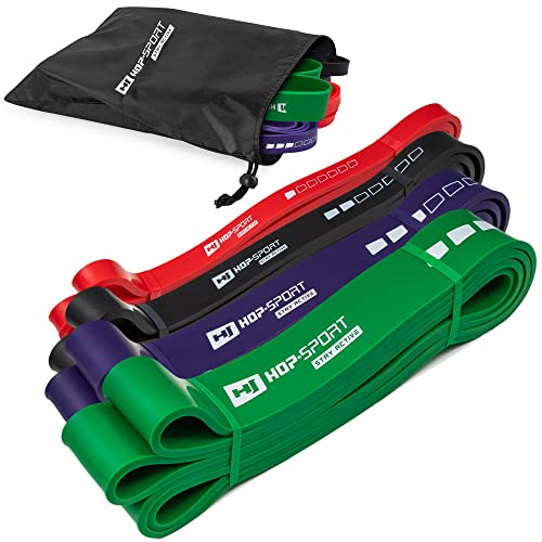 Hop-Sport Fitnessbänder Set aus Latex Verschiedene Ebenen Widerstandsbänder für Kraft & Fitnesstraining und Muskelaufbau - Klimmzüge (7-57kg) von HS HOP-SPORT