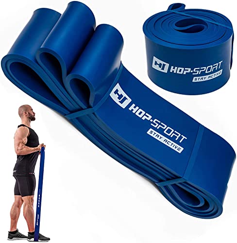 Hop-Sport Fitnessbänder Wiederstandsbänder aus Latex verschiedener Wiederstands 7 bis 137kg Krafttraining Gymnastikband, Trainingsband (blau) von HS HOP-SPORT