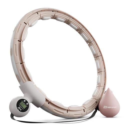 Hop-Sport Hula Hoop Reifen HS-C113HH, mit Gewicht & 16 Massagenoppen, einstellbare Größe (69-110 cm), für Erwachsene - Fitness & Bauchmuskeltraining (Beige) von HS HOP-SPORT