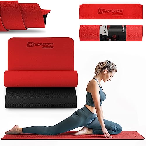 Hop-Sport Yogamatte HS-T006GM Gymnastikmatte Bodenmatte Pilates 183 x 61 x 0,6 cm rutschfest & Faltbar (rot) von HS HOP-SPORT