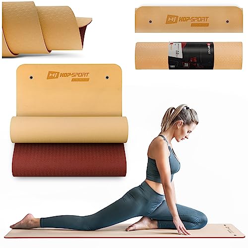 Hop-Sport Yogamatte mit Ösen HS-T008GM Gymnastikmatte aus TPE für Pilates ist Rutschfest & Faltbar - 183 x 61 x 0,8 cm (orange/dunkelrot) von HS HOP-SPORT
