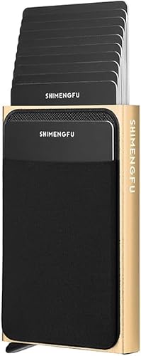 HSAJS Kreditkartenetui Geldbörse RFID Slim Wallet mit 1 Münzfach Minimalist Lockcard Pop up Cardholder Wallet for Women Herren Kartenetui 1-12 Karten Aluminium Portemonnaie von HSAJS