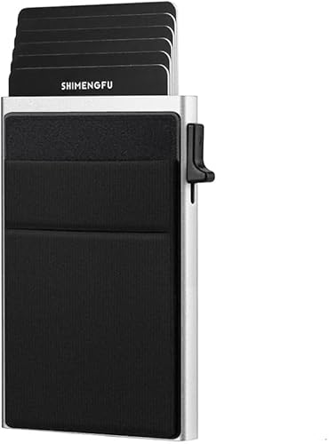 HSAJS Hochwertiger Kreditkartenhalter Für Herren Metall RFID Blocker Kartenetui Slim Wallet Mit Pop Up Mechanismus Platz Für Bis Zu 7 Karten Schwarz Und Gold von HSAJS