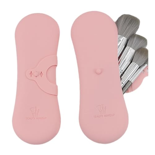 Tragbarer Kosmetiktasche Makeup Pinsel Halter Make up Pinsel Organizer Leicht zu Reinigen Weich und Schlanke Make-up Aufbewahrung Box für Reisen (Rosa) von HSAJS