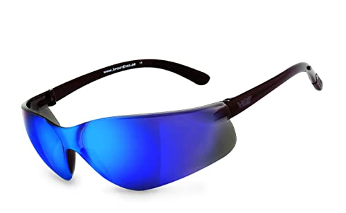 HSE® SportEyes® | UV400 Schutzfilter, HLT® Kunststoff-Sicherheitsglas nach DIN EN 166 | Sportbrille, Radbrille, Sonnenbrille | Brillengestell: schwarz Hochglanz, Brille: Defender 1.0 von HSE