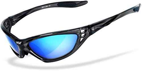 HSE SportEyes® | UV400 Schutzfilter, HLT® Kunststoff-Sicherheitsglas nach DIN EN 166 | Sportbrille, Radbrille, Sonnenbrille| Brillengestell: transparent, schwarz, Brille: Speed Master 2 von HSE