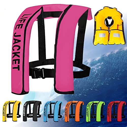 Verstellbare Aufblasbare Schwimmweste Für Erwachsene, Damen/Herren Schwimmhilfen Bequeme Schwimmweste Für Motorboot Bootfahren Kajakfahren Angeln Surfen Wassersport,One Size,Pink von HSKJTT