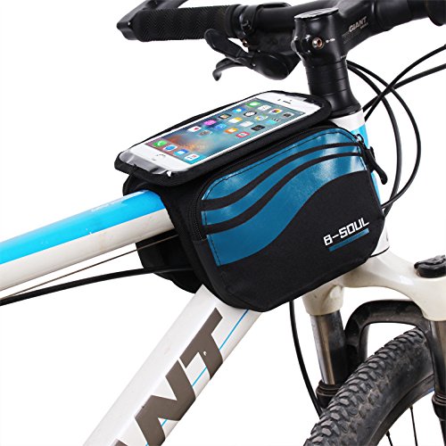 b-soul 3 in 1 Front Tube wasserdicht Bike Bag 14,5 cm Handy Bildschirm Touch Fahrrad Taschen mit 2 seitlichen Taschen – Blau von HT