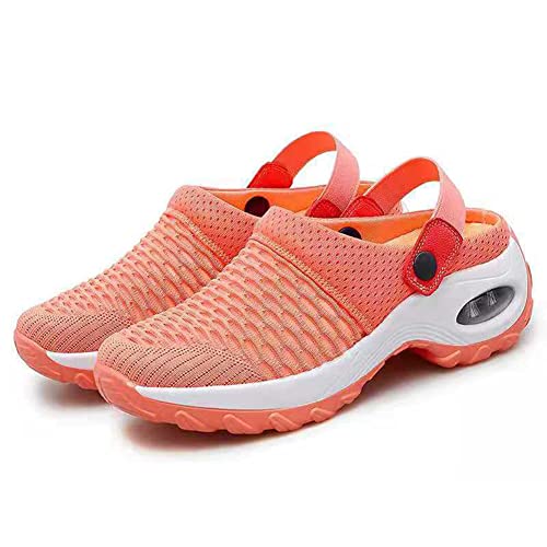 Orthopädische Slip on Schuhe Mit Luftkissen Für Diabetiker, Frauen Luftkissen Mesh Krankenschwesterschuhe, Plattform, Luftkissen Sandalen,Orange,37 von HTDZDX