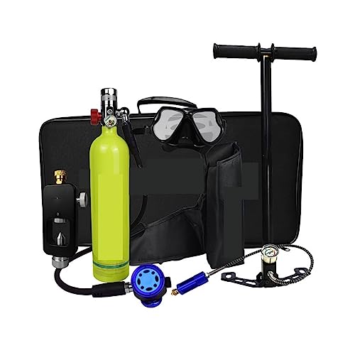 HTQFDC Tauchflasche, 1 l, tragbares Tauch-Atemschutzgerät, Sauerstoffflaschenausrüstung für Outdoor-Sportarten, unterstützt 10–15 Minuten Unterwasseratmung, Tauchausrüstung atmet sanfter (Farbe: Paket von HTQFDC