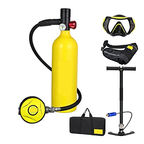 HTQFDC Tauchflasche, Tauch-Sauerstoffflasche, 1 l Fassungsvermögen, tragbares Tauch-Atemschutzgerät, atmen Sie sanfter (Farbe: Gelb, Größe: 1 l) von HTQFDC