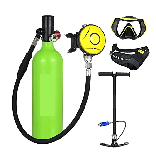 HTQFDC Tauchflasche, Tauch-Sauerstoffflasche, 1 l Fassungsvermögen, tragbares Tauch-Atemschutzgerät, sanfteres Atmen (Farbe: Grün, Größe: 1 l) von HTQFDC