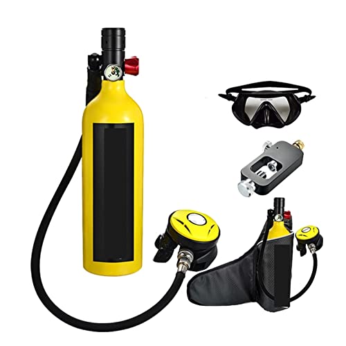 HTQFDC Tauchflasche, Tauchflasche, Schwimmzubehör, Tauch-Atemschutzmaske, Tauch-Sauerstoffflasche, sanfteres Atmen (Farbe: Gelb, Paket B, Größe: X-Large) von HTQFDC