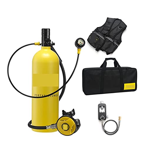 HTQFDC Tauchflasche 2L Tauch-Schnorchelausrüstung Restdruckmessgerät Atmen Sie sanfter (Farbe: Schwarzkopf in gelber Flasche, Größe: 2XL) von HTQFDC