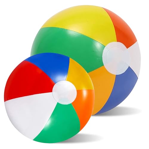 HTTDSLF 2 Stück Wasserball Aufblasbar Klein, Wasserball Kinder und Erwachsene Sommer-Pool-Party-Spielzeug, Regenbogen-Strandbälle, Aufblasbare Schwimmbad Spielzeugg, Strand Spielzeug Ball für Kinder von HTTDSLF