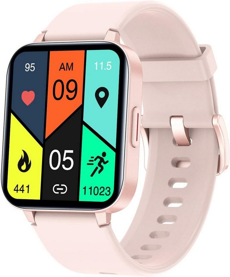 HUAKUA für Damen und Herren Touch Screen Fitness Smartwatch (1,69 Zoll, Android iOS), mit SpO2-Überwachung Puls SchlafmonitorSchrittzählerMultiTrainingsmodi von HUAKUA
