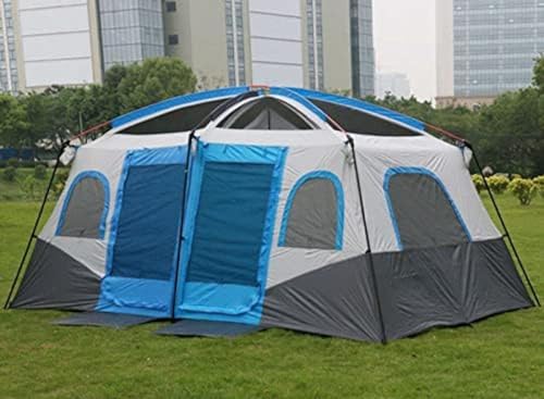 Campingzelt, 6–10 Personen, 2 Zimmer, großes Raumzelt, große Familienzelte für Camping, 6 Personen, 6-Mann-Zelt mit Wohnbereich und Schlafzimmer, Familiencamping, Blau von HUANGEDQ