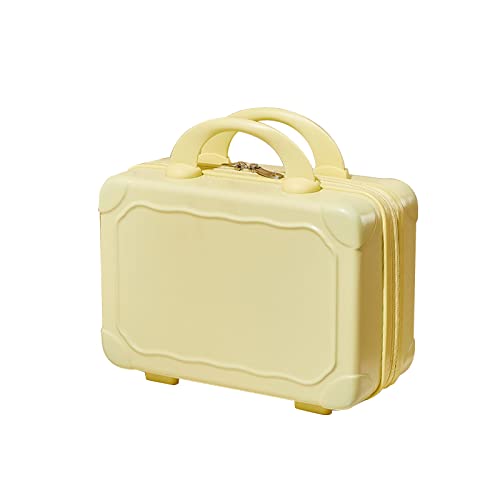 HUANIZI 35,6 cm ABS-Kosmetiktasche, tragbar, Reise-Make-up-Koffer, dekorative Handgepäck-Tragetasche für Frauen und Mädchen, gelb, AS THE PIC SHOW von HUANIZI
