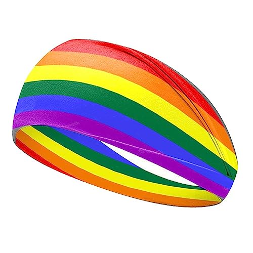 HUANIZI Regenbogen-Sport-Stirnband mit Buchstaben, elastisches Haarband, Haushalt für Laufen und Yoga, Mehrzweckbedarf von HUANIZI