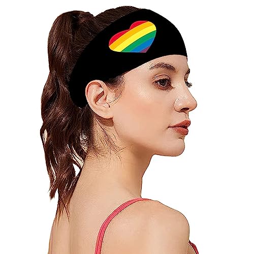 HUANIZI Regenbogen-Sport-Stirnband mit Herz, elastisches Haarband, Haushalt für Laufen und Yoga, Mehrzweckbedarf von HUANIZI