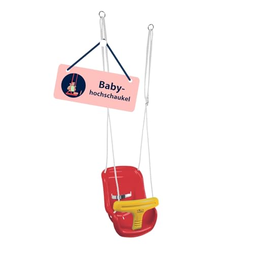 HUDORA Babyschaukel höhenverstellbar 120-180 cm in rot/gelb für den Garten I Baby Swing Outdoor I Kinderschaukel mit Sicherheitsbügel und Anschnallgurt I Max. Benutzergewicht 25 kg von HUDORA