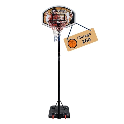 HUDORA Basketballständer Chicago - Basketball Ständer von 206-260cm höhenverstellbar - Mobiler Outdoor Basketballkorb für Kinder/Jugendliche & Erwachsene - Basketballkorb mit Ständer & Rollen von HUDORA