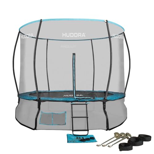 HUDORA Trampolin Fantastic Complete - Gartentrampolin mit Sicherheitsnetz & 250/300cm Durchmesser - Sporttrampolin mit Rahmennetz - Familien-Trampolin mit breiter Randabdeckung für bis zu 100kg von HUDORA