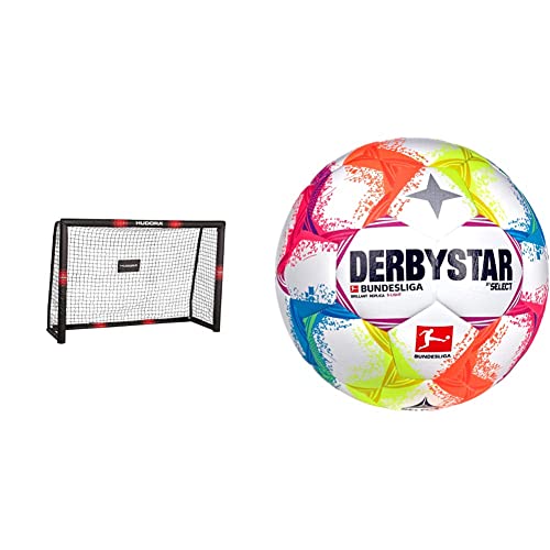 HUDORA Fussballtor Pro Tect - Torwand für Kinder und Erwachsene - Fussball Tor 240 x 160 cm für Garten/Outdoor & Derbystar Brillant Ball Multicolor 4 von HUDORA