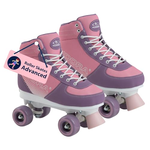 HUDORA Roller Skates Advanced in Pink Blush - hochwertige Rollschuhe aus Kunstleder - Bequeme Mädchen Rollschuhe über 4 Größen verstellbar - stilvolle Rollschuhe für Mädchen in 31-34 & 35-39 von HUDORA