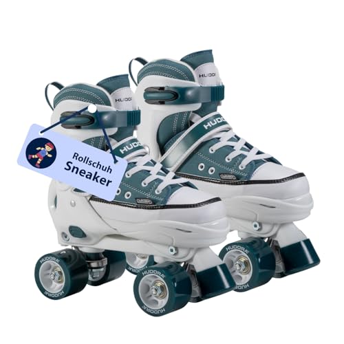 HUDORA Roller Skates Sneaker in versch. Farben & Größen - Kinder Rollschuhe über 4 Größen verstellbar - Rollschuhe für Kinder & Jugendliche - Roller Schuhe mit 4 austauschbaren Innensohlen von HUDORA