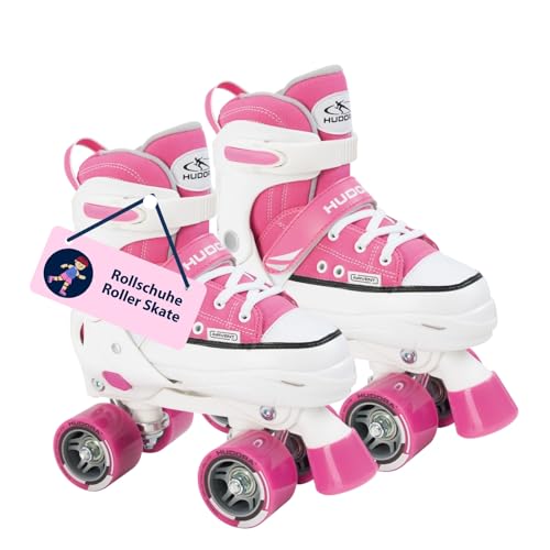 HUDORA Rollschuh Roller Skate in pink/schwarz - hochwertige Rollschuhe aus Nylon - Bequeme Kinder Rollschuhe über 4 Größen verstellbar - stilvolle Rollschuhe für Kinder & Jugendliche von HUDORA