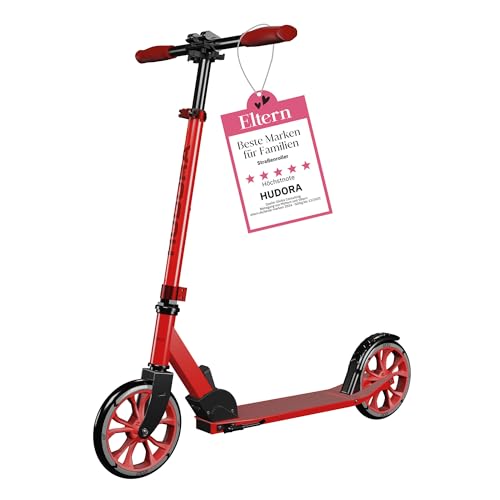 HUDORA Scooter Up 200 - Geräuscharmer Aluminium-Roller für bis zu 100kg - Höhenverstellbarer & zusammenklappbarer Tretroller - Ruckelfreier Kick-Scooter für Kinder/Jugendliche & Erwachsene von HUDORA