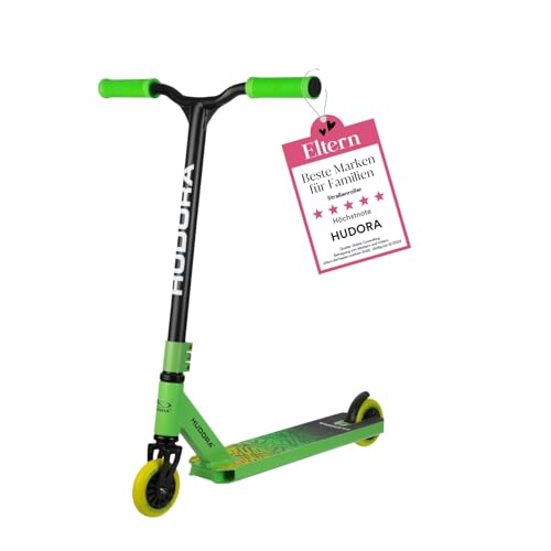 HUDORA Stuntscooter Kids - 360° Lenkung - Tretroller - ABEC 9 Kugellager - Robuster Funscooter, Kickscooter, Stunt Scooter, Trick Roller, Cityroller - ca. 6-10 Jahre - 14057 - Grün von HUDORA