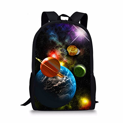 HUGS IDEA Schulrucksack mit Planetenmuster für Kinder, Jungen, Schultertasche, Büchertasche, lässiger Tagesrucksack von HUGS IDEA