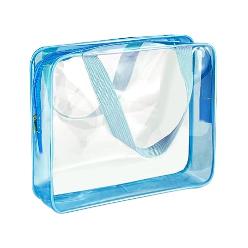 HUIFACAI Transparente PVC-Tasche für Arbeit, Strand, Stadion, Sicherheitsgeprüft, Kulturbeutel, Blau, single layer von HUIFACAI