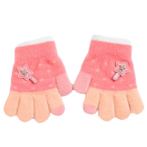 HUIFACAI Vollfinger-Handschuhe, Sternenhandschuhe, warm, handgewebt, kontrastfarben, für Kinder, atmungsaktiv, Handwärmer für Kinder von HUIFACAI