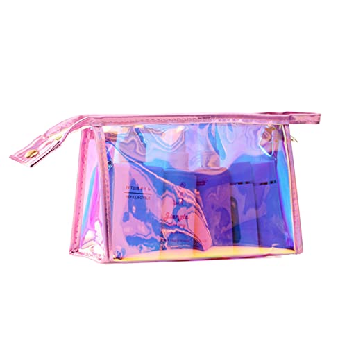 HUIFACAI Wasserdichte Kosmetiktasche, PVC, transparent, mit Reißverschluss, Make-up-Tasche, Kulturbeutel, tragbare Make-up-Tasche für Badezimmer, Pink, as the pic show von HUIFACAI