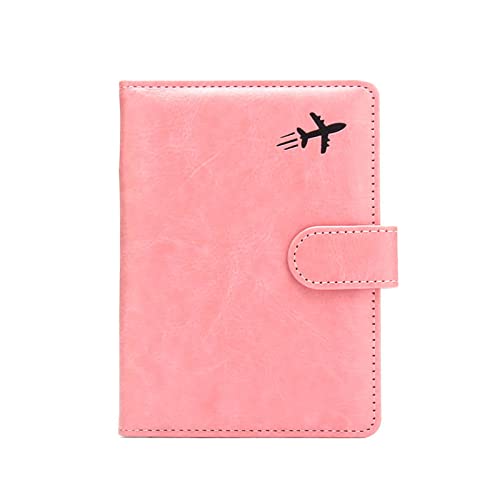 Reisepasshülle aus PU-Leder mit Kreditkartenhalter, Brieftaschenschutzhülle für Männer und Frauen, Pink, as the pic show von HUIFACAI