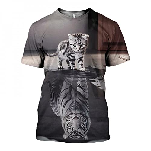 HUIGUANG Herren 3D Druck T-Shirt Kurzärmliges T-Shirt mit 3D-Tier, Elefant, Faultier, Katze, Schildkröte, Harajuku, lässiges Sommeroberteil von HUIGUANG